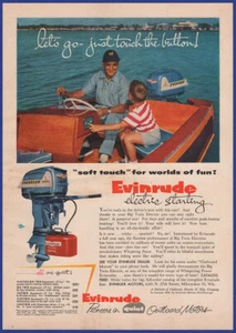 Vintage 1955 EVINRUDE Elettrico Avviamento Big Twin Fuoribordo Motori anni '50 Stampa Annuncio - Foto 1 di 1