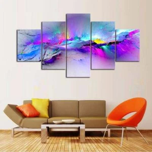 Multi Panel Druck Aquarell Berg Ridge Leinwand abstrakte Wandkunst 5 Stück Himmel - Bild 1 von 11