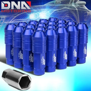 J2 ENGINEERING BLUE 20PCS M12X1.25 70MM 7075-T6 ALUMINUM LUG NUT W/ADAPTER KEY - Picture 1 of 7