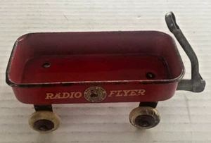 Vintage Antique Red Radio Line Flyer Miniature Wagon Toy White Tires 1930s - Picture 1 of 14