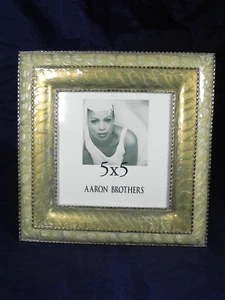 Aaron Brothers Ivory Enamel & Metal Picture Frame fits 5 x 5, Heavy w/ Tag - Picture 1 of 13