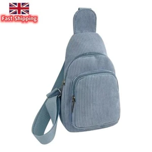 Casual Shoulder Bag Solid Color Corduroy Women Chest Bag for Work (Light Blue) - Picture 1 of 6