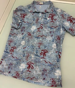 Johnnie O Hanging Out Polo Shirt Boys Size 14 Large L Surfer All Over Print - Picture 1 of 6