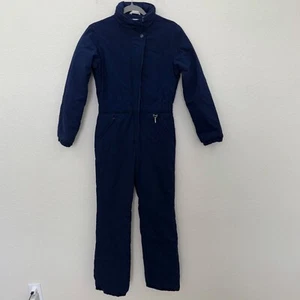 Vintage Obermeyer blau Einteiler Nylon Ski Schneeanzug mit Reißverschluss Kapuze Damengröße 10 - Bild 1 von 7