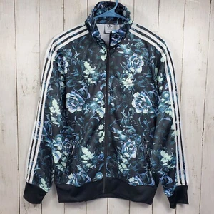 adidas x Originals Floral Firebird Track Jacket 3 Stripes Womens Small Black GUC - Picture 1 of 24