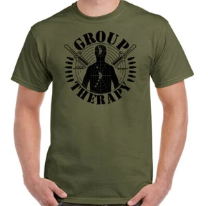 Riffle T-Shirt Hunting Hunter Hunt Shooting Group Therapy Mens Funny Range Gun - Picture 1 of 14