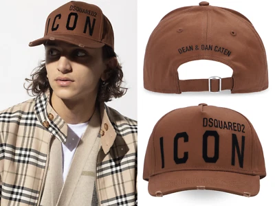 DSQUARED2 Be Icon Fresco Gorra de Béisbol Basebalkappe Camionero Sombrero Marrón - Imagen 1 de 4