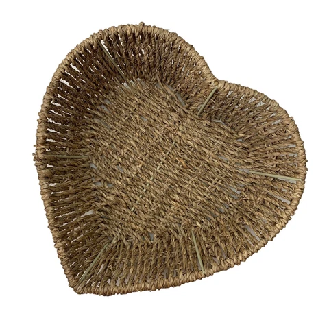 Wicker Basket Heart Shaped 10x10 Cute Novelty Shaped Country Cottagcore Woven Cover