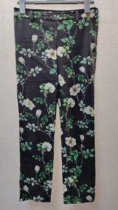 H&M Size 8 Black Floral Jegging Trousers Stretch Leggings Cotton Blend - Picture 1 of 3