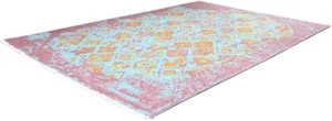 Pink Orange Teal Reversible Washable Area Rugs for Living Room Hallway Kitchen - Picture 1 of 2