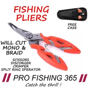 Fishing Pliers Discorger Braid Mono Scissors Crimper Anti Rust Ergonomic Design - Picture 1 of 13
