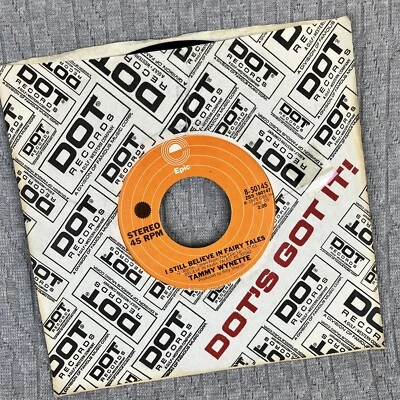 Vintage 45 RPM record Tammy Wynette epic records, country western blues rock Foto 1 de 4