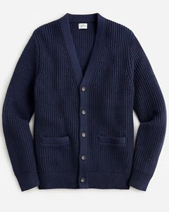J. CREW Herren Heritage Baumwollshaker Stich Cardigan Pullover marineblau - Neu mit Etikett - Bild 1 von 1