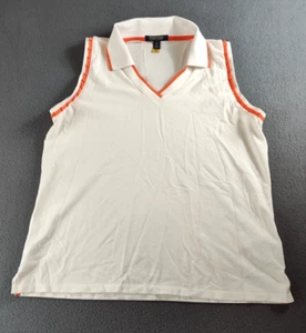 Polo Golf Ralph Lauren Blanco y Coral Sin Mangas Ajuste a Medida Polo Top Talla XL - Imagen 1 de 15