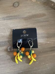 J. Crew Earrings Jewelry Bananas Oranges Lemon Citrus Fruit Dangle Drop Retro