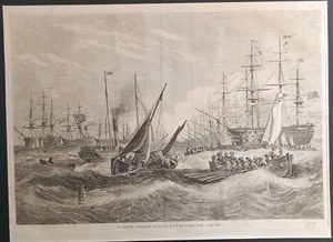 Stampa antica  Flotta inglese a Gibilterra xilografia originale 1859 - Imagen 1 de 4