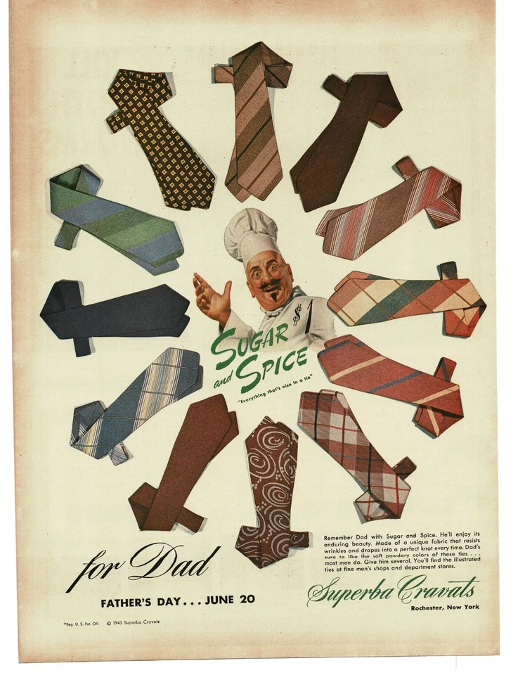 1943 Superba Cravats Neckties art Vintage Print Ad - Image 1 of 1