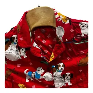 Nick & Nora Pyjama Oberteil Damen XL Welpen Hunde Urlaub rot Nachtwäsche - Bild 1 von 6