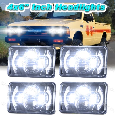 4PCS 4x6" Projector LED Headlights Hi/Lo Beam DRL Fit For Nissan 720 1983-1986 - Image 1 of 4
