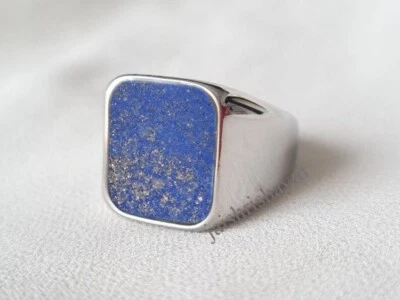 Genuine Lapis Lazuli Ring 925 Sterling Silver Ring For Men Gift Vintage Ring - Image 1 of 4