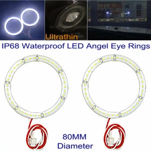 2PCS Waterproof 80MM LED Halo Rings Foglamp Rings DRL Halo rings White 7000K 12V - Picture 1 of 8