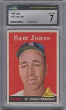 1958 Topps Baseball Card #287 Sam Jones CSG 7 NM Near Mint Centered