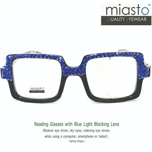 MIASTO BLING SQUARE COMPUTER READING GLASSES (ANTI-BLUE LIGHT) +1.50 RHINESTONES - Picture 1 of 2