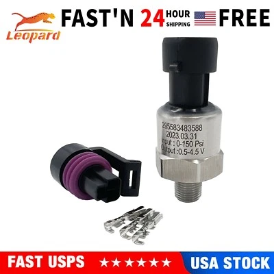 Universal Stainless Steel Oil Fuel Pressure Sensor 1/8 NPT with connector 150psi - Image 1 of 4