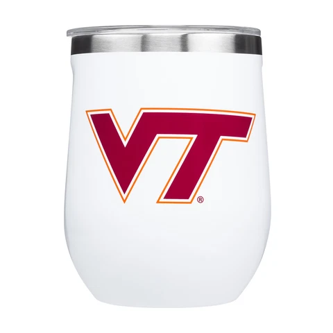 Corkcicle Virginia Tech Hokies NCAA 2 Pack 12oz Stemless Wine Glass, White Cover