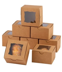 100Pcs Paper Cookie Boxes With Window Small Bakery Boxes 4x4x2.5 Inches Mini ... - Picture 1 of 6