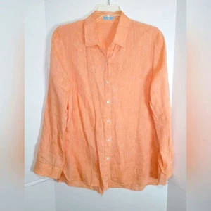 J McLaughlin Orange Button-Up Shirt 100% Linen Size XL - Picture 1 of 4