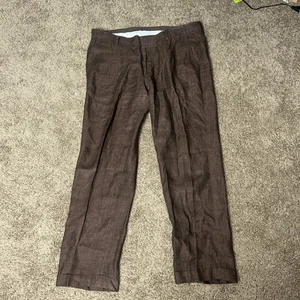 Murano Baird McNutt Brown Linen Pants Repurpose Material - Picture 1 of 8