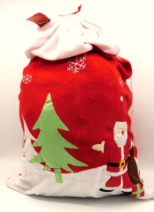 WEIHNACHTEN GROSSER WEIHNACHTSMANNSACK - 90 CM X 60 CM - GERIPPTES MATERIAL MIT FILZ WEIHNACHTSMANN - Bild 1 von 4