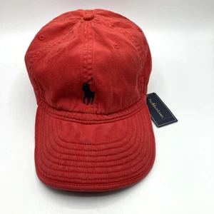 Polo Ralph Lauren Strapback Cap Hat Pony Logo Classic Red Soft Bill Adjustable - Picture 1 of 14