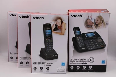 VTech DS6151 Dect 6.0 2 линии телефонная система + 3 дополнительные трубки DS6101 лот новый - Изображение 1 из 4