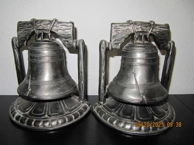 Vintage Cast Aluminum Liberty Bell Bookends 1974 SCC - image 1 of 3