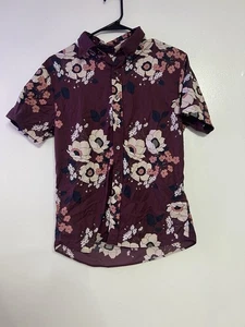 Abercrombie Fitch Hemd Herren Knopfleiste Camp Floral Hawaii Burgund Größe S - Bild 1 von 4