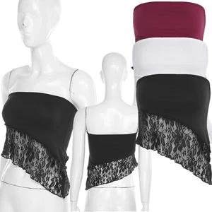 Mädchen Bluse Clubbing Tube Tops Patchwork Kosüm Vollfarbe Ärmellos Parteien BH - Picture 1 of 45