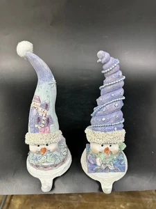 Vintage Schneemann und Schneefrau seine ihre Weihnachten Strumpf Halter 2er Set 8 Zoll - Bild 1 von 3