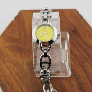 Fossil Silver Tone Bracelet Watch Bright Yellow Dial ESB-2427 Project Needs TLC - Picture 1 of 8