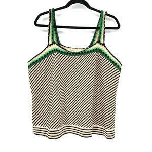 Lane Bryant Strickpullover Tanktop Damen Größe 18/20 hellbraun grün schwarz gestreift - Bild 1 von 6