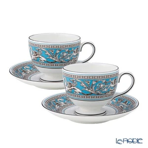 Wedgwood First come P10 Florentine Turquoise Tea Cup & Saucer 200ml Pair - Picture 1 of 5