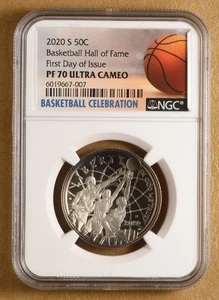 2020 S Basketball Hall of Fame Commemorative Half Dollar NGC PF 70 Ultra Cameo - Picture 1 of 2