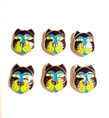 Edgar Berebi Green-Eyed Jungle Cat Enamel Button Covers Rare Vintage - Image 1 of 4