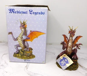 Vintage Medieval Legends 30080 Purple Treasure Dragon Sculpture w/Crystal - Picture 1 of 15