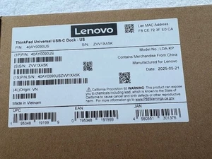 Lenovo ThinkPad 40AY0090US Universal USB-C Docking Station / NIB - Afbeelding 1 van 3