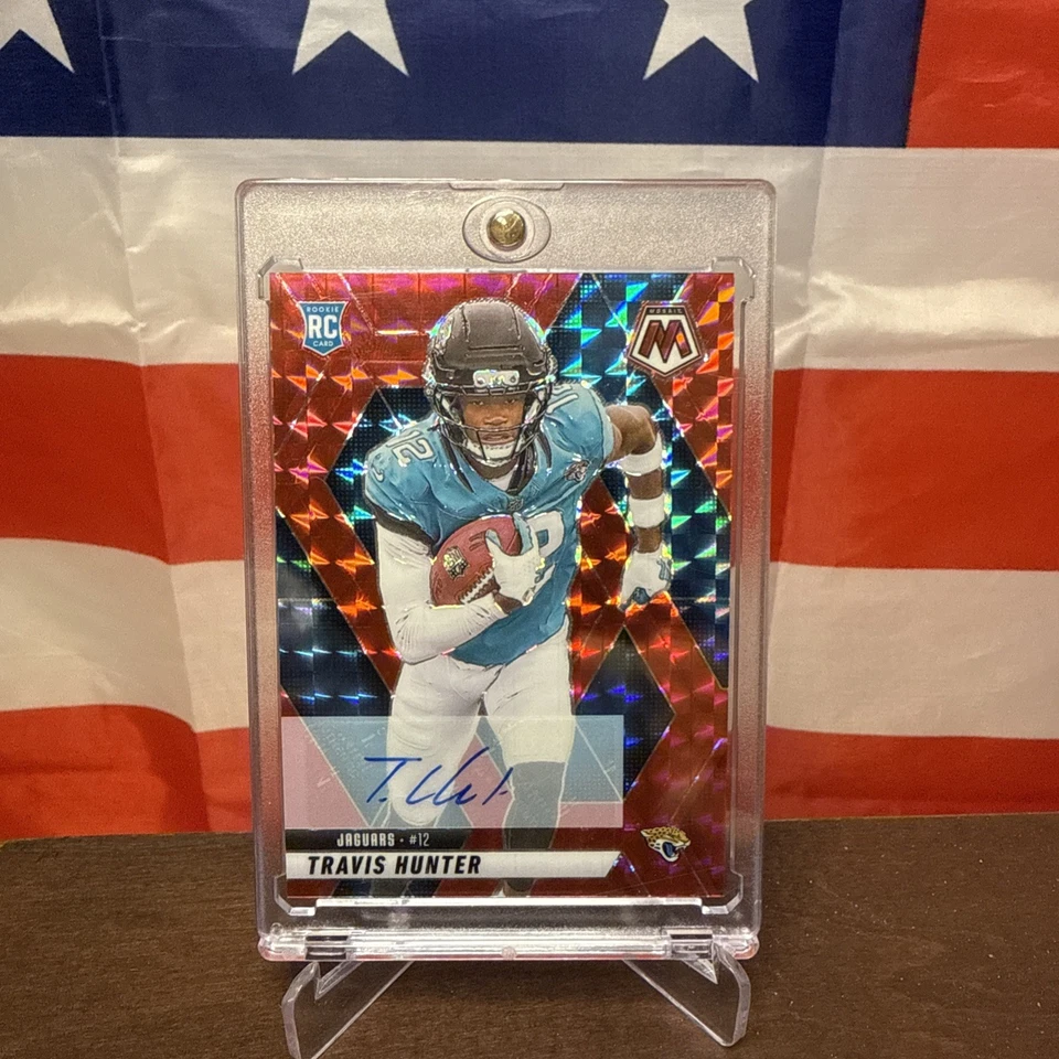 Travis Hunter 2025 帕尼尼马赛克新秀签名红色马赛克 Prizm /199 RC Jags #301 — 第 1/4 张图片