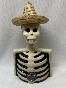 SKELLY by Azulejos Tequila Glazed Pottery Skeleton Empty Decanter w/hat EMPTY - Picture 1 of 23