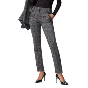 White House Black Market Jolie Glenn Plaid Button Pants Gray Women Size 12 - Picture 1 of 14