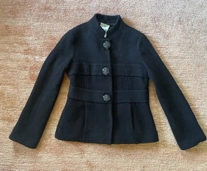 Tibi New York schwarz strukturierte Wollmischung Jacke Größe 6 Glasknopf - Bild 1 von 6